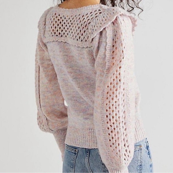 New LoveShackFancy x Free People Luellan XS Pink Purple Soft Knit Pullover - Picture 10 of 13